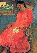Paul Gauguin Frau im rotem Kleid Spain oil painting artist